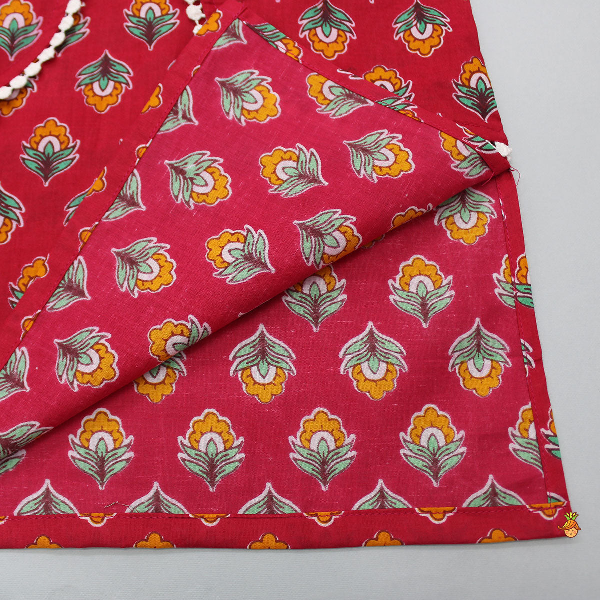 Jacket Style Red Printed Kurta And Pyjama