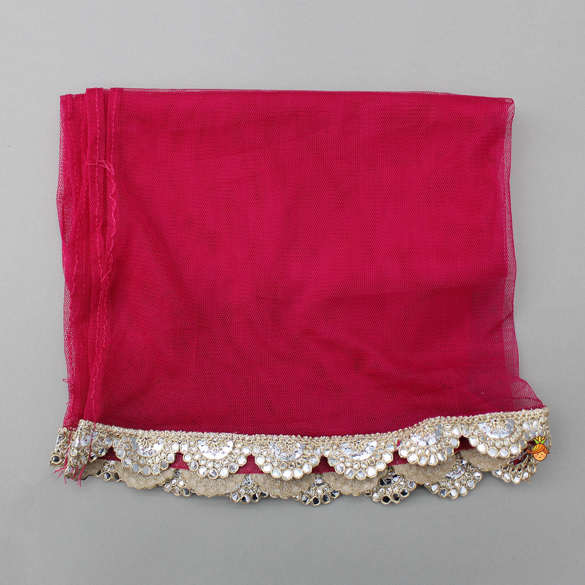 Tassels Enhanced Multicolour Printed Kurti And Sharara With Scalloped Lace Detail Pink Dupatta