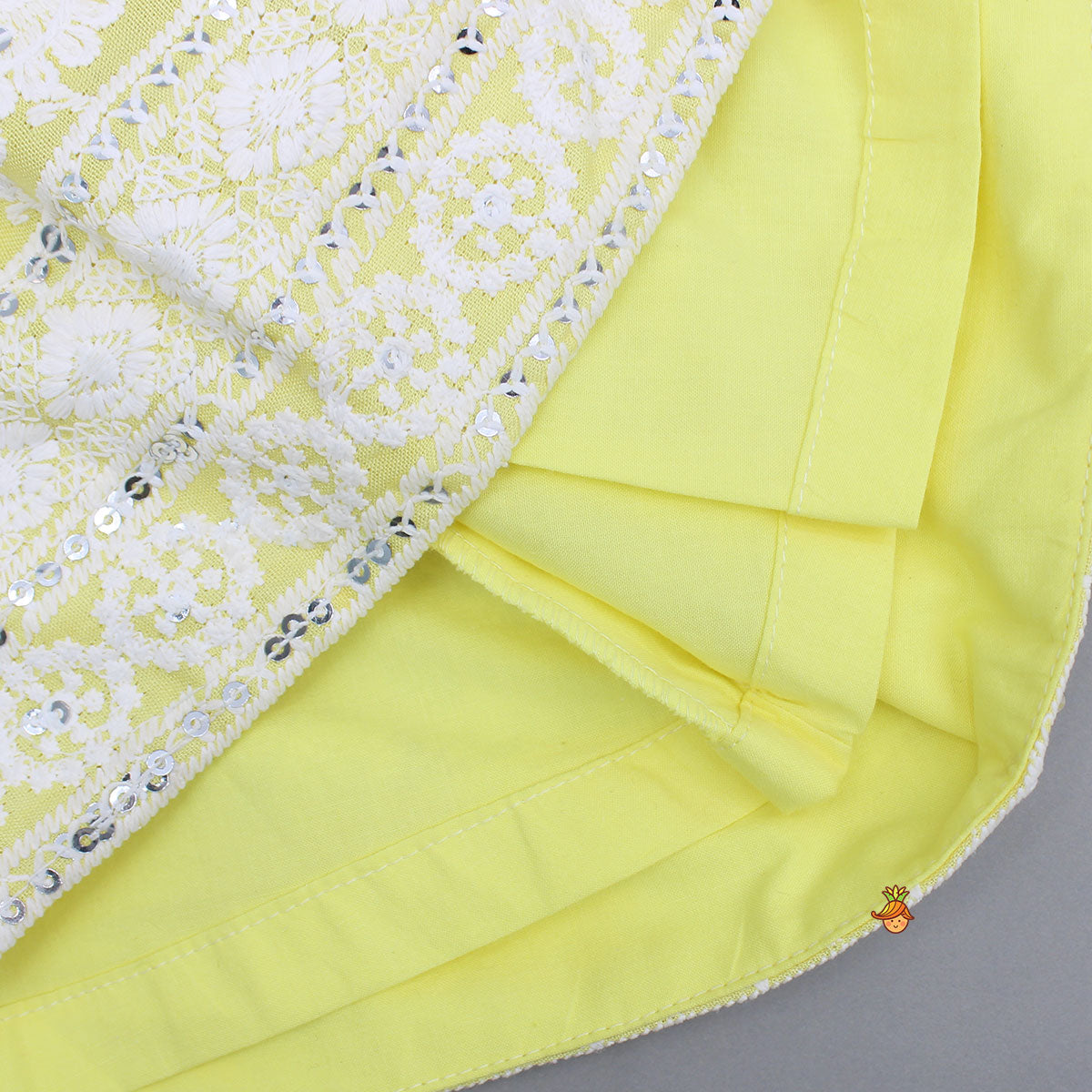 Strappy V Neck Embroidered Yellow Kurti And Pant With Sling Bag