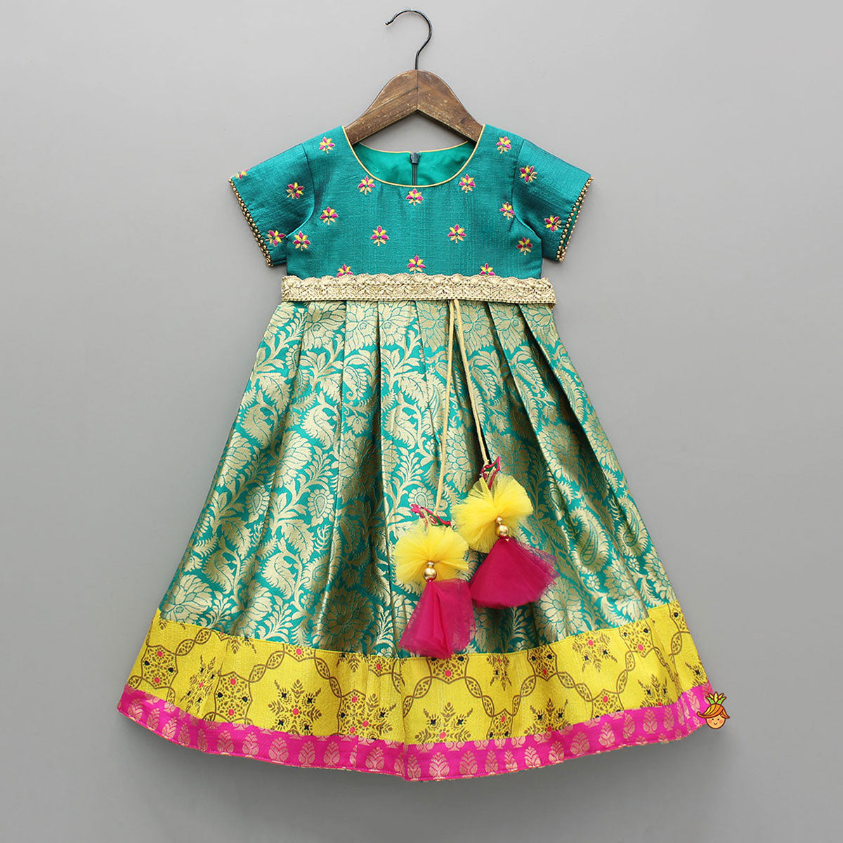 Gorgeous Brocade Anarkali And Yellow Dupatta