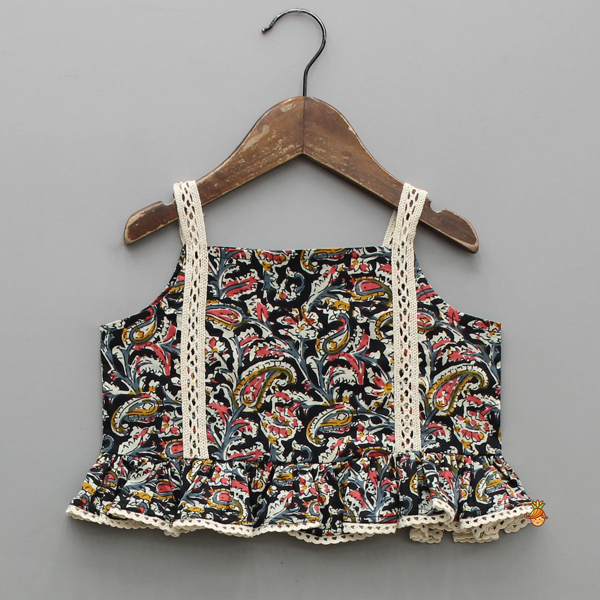 Lace Straps Multicolour Top and Lehenga