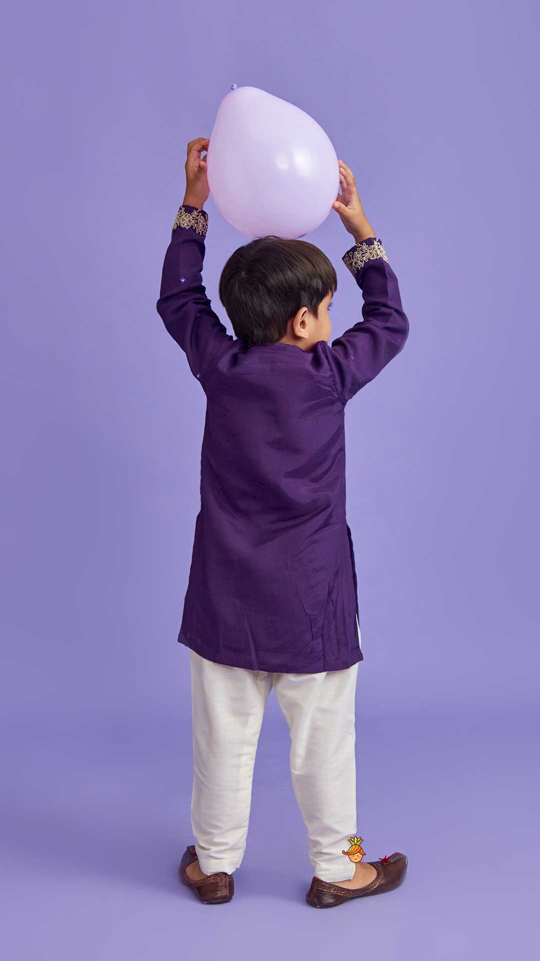 Purple Faux Mirror Work Kurta With Pyjama
