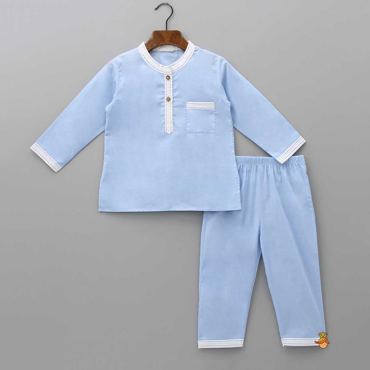 Patch Pocket Detailed Blue Sleepwear