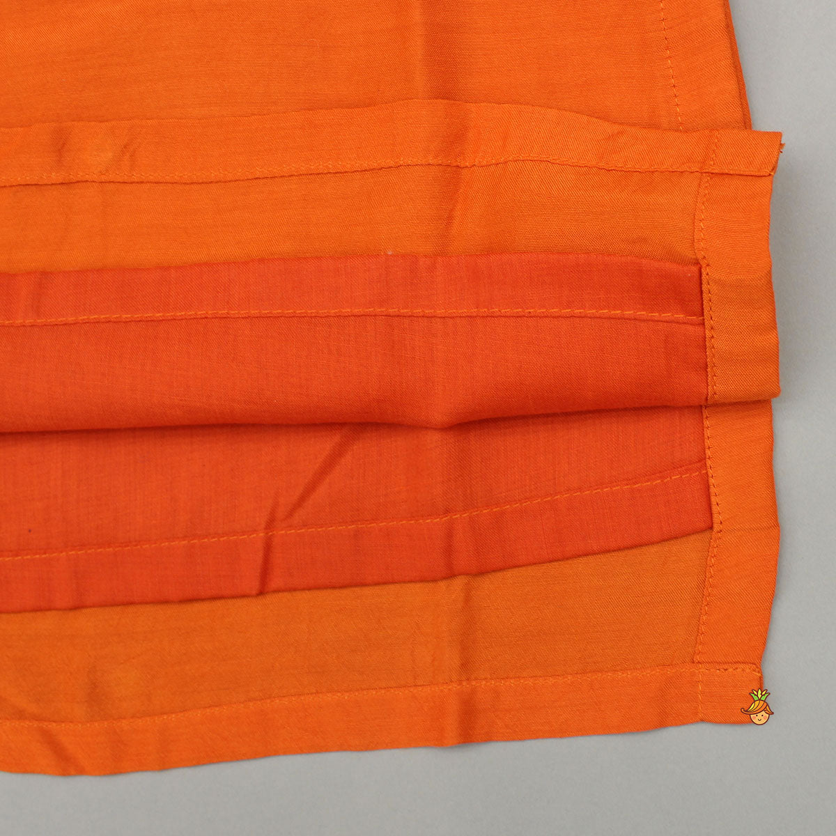 Orange Faux Mirror Work Kurta With Pyjama