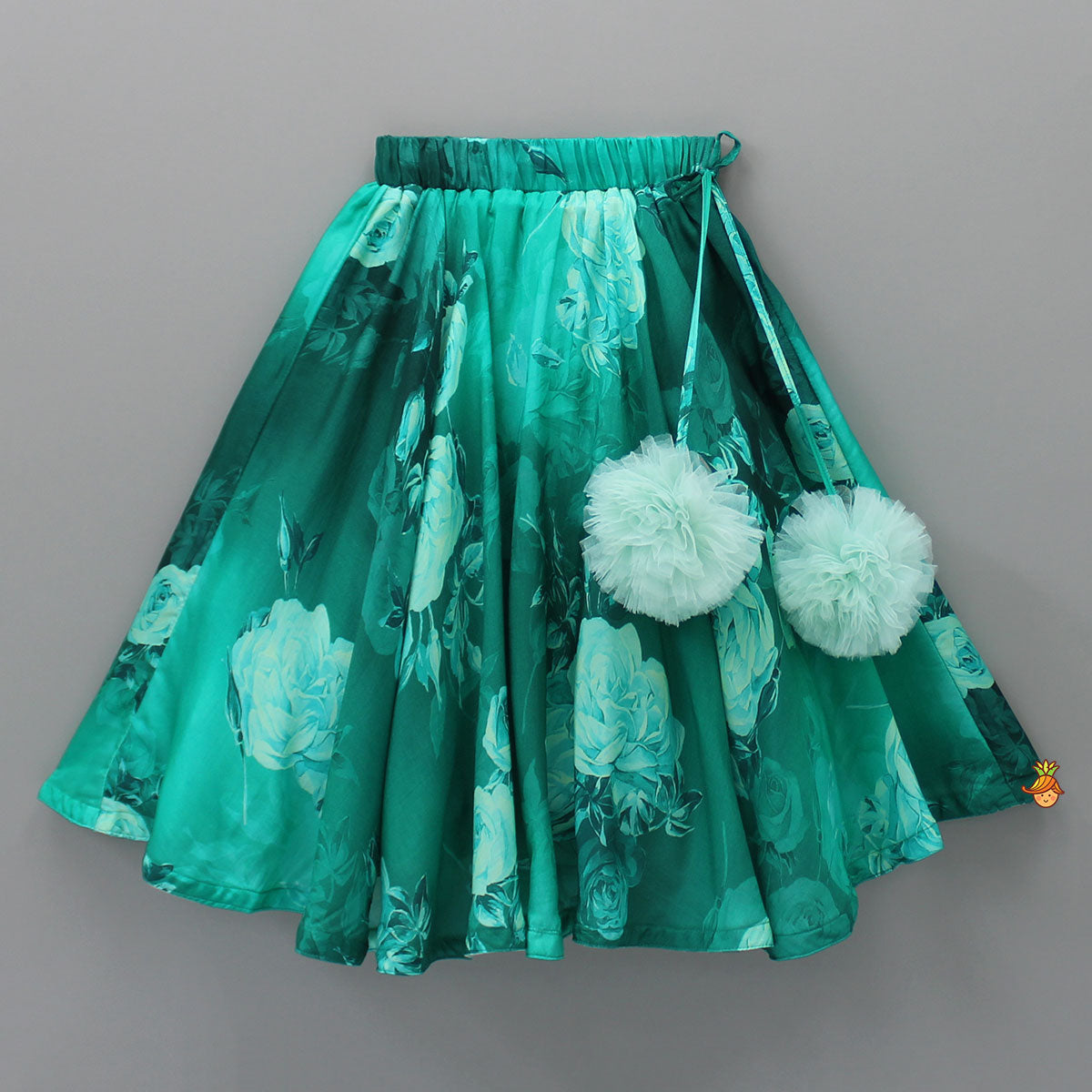 Vibrant Floral Printed Green Stylish Crop Top And Lehenga