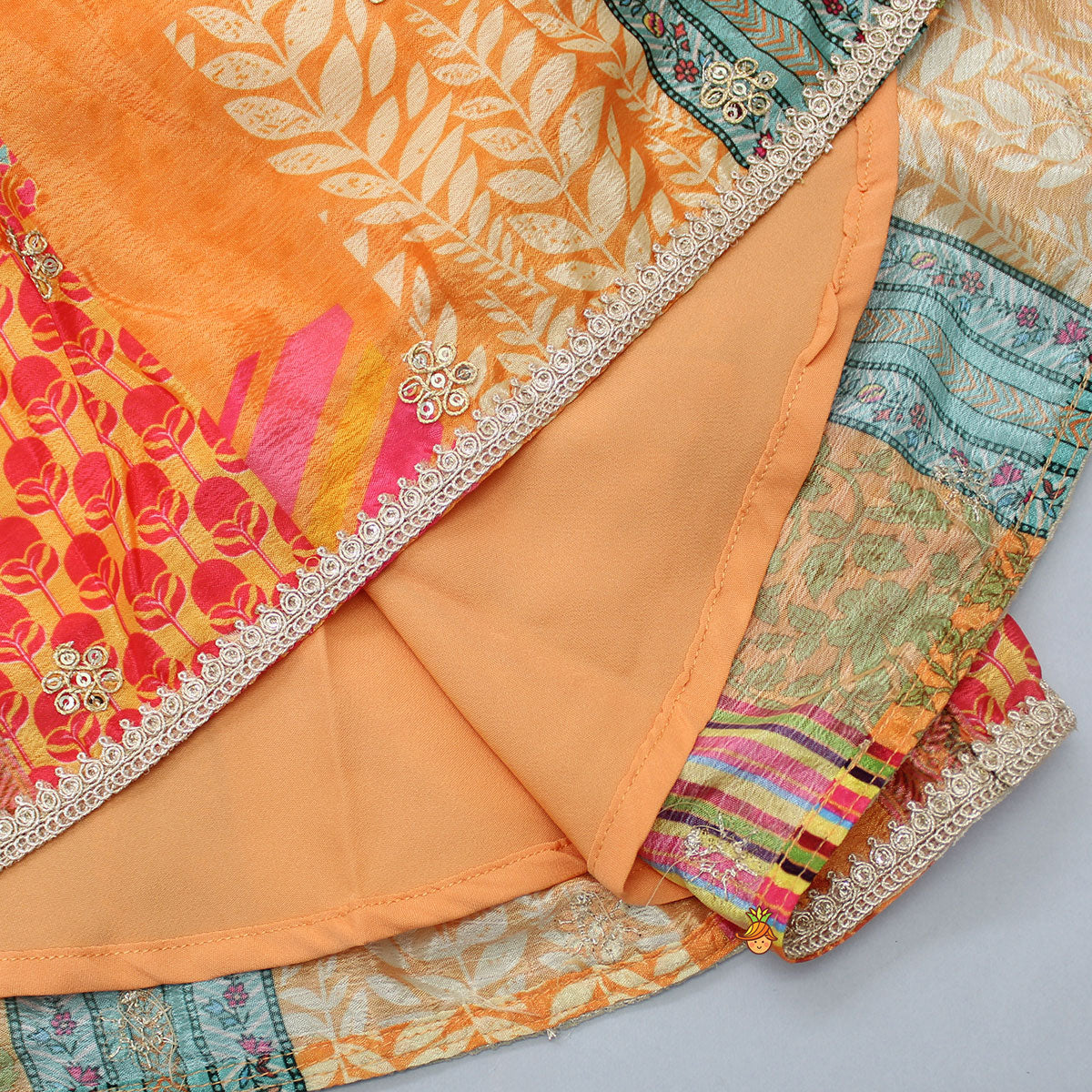 V Neck Multicolour Printed Kurti And Red Sharara With Matching Dupatta