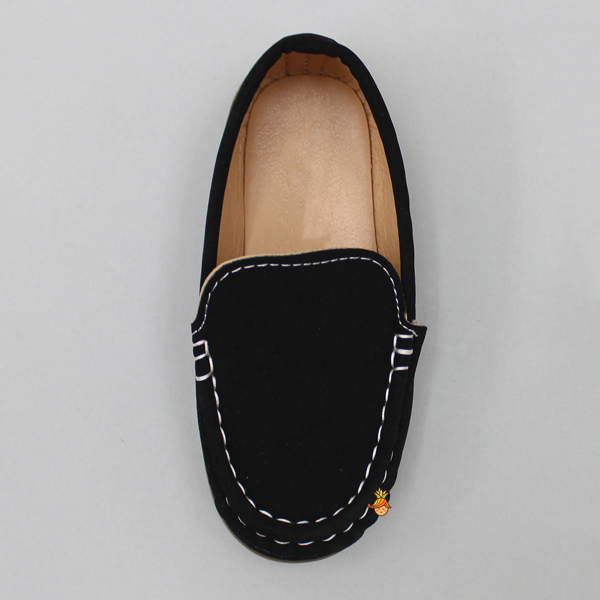 Round Toe Black Slip On Loafers