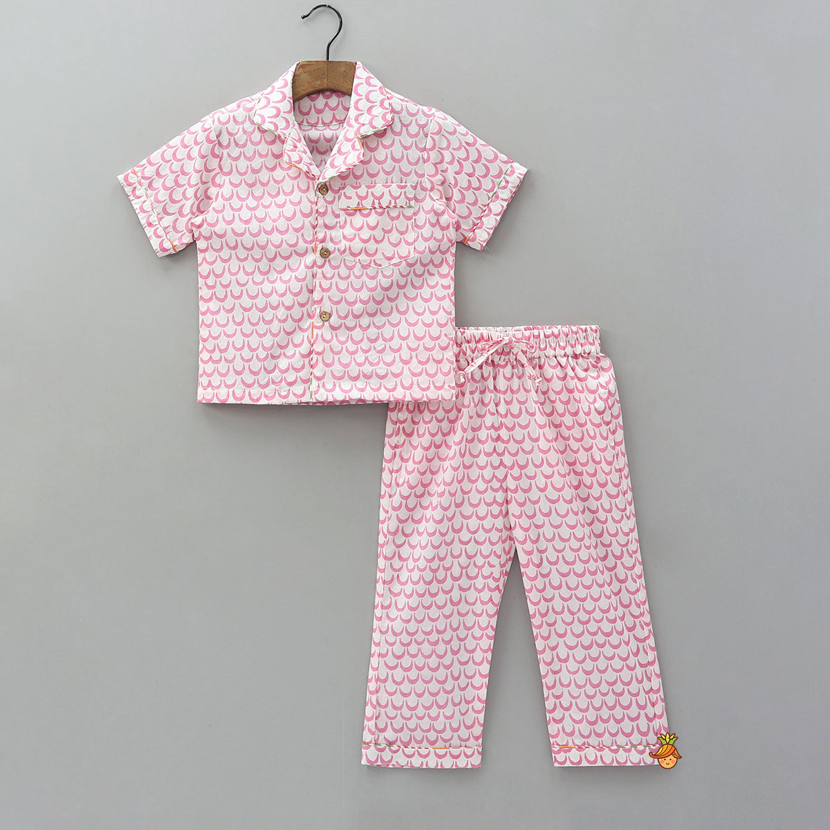 Moon Printed Pink Top And Pyjama