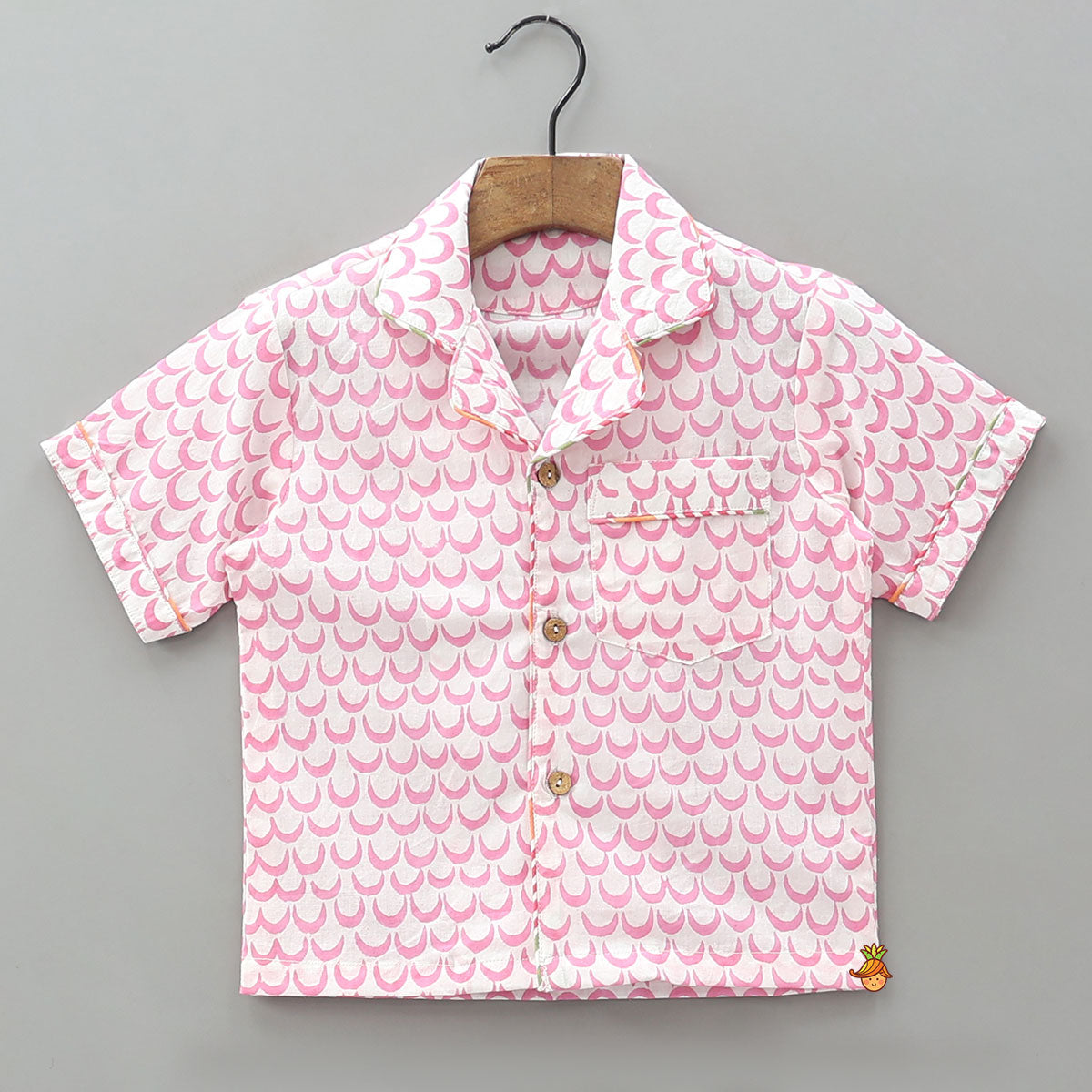 Moon Printed Pink Top And Pyjama