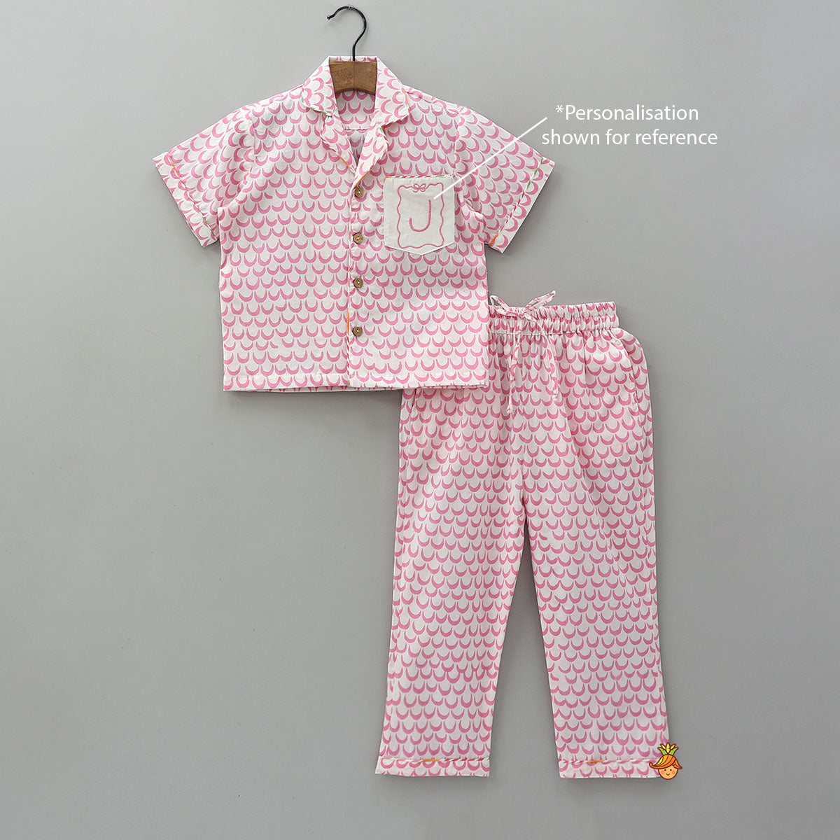 Moon Printed Pink Top And Pyjama