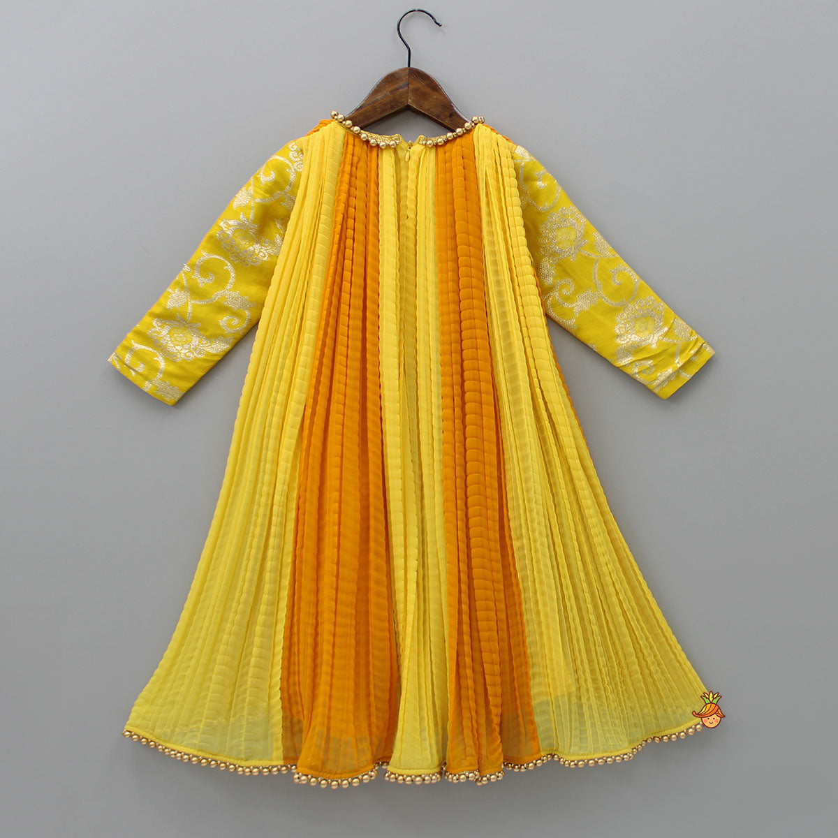 Dual Tone Embroidered Sleeves High Low Kurti