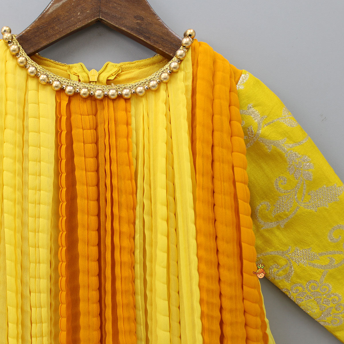 Dual Tone Embroidered Sleeves High Low Kurti