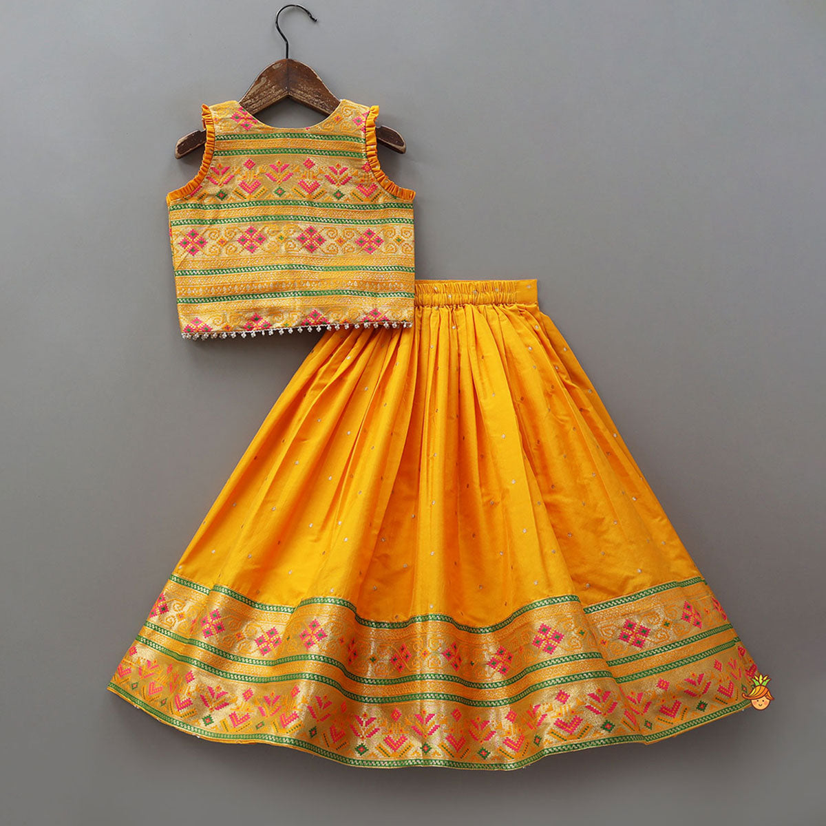 Front Open Brocade Top And Lehenga