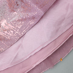 Pre Order: Shimmery Pink One Shoulder Top And Lehenga