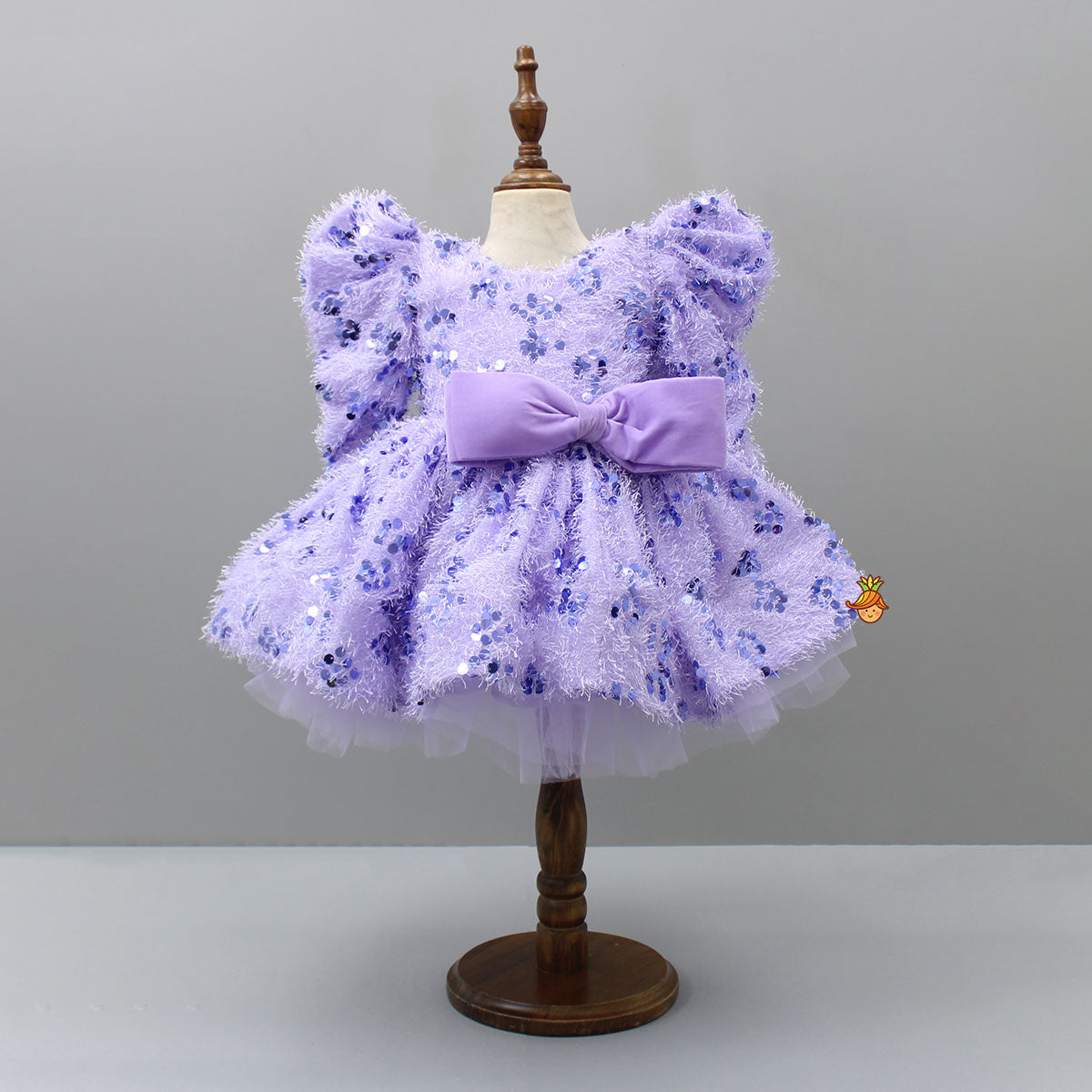 Stylish Sleeves Exquisite Lavender Fur Dress With Head Band