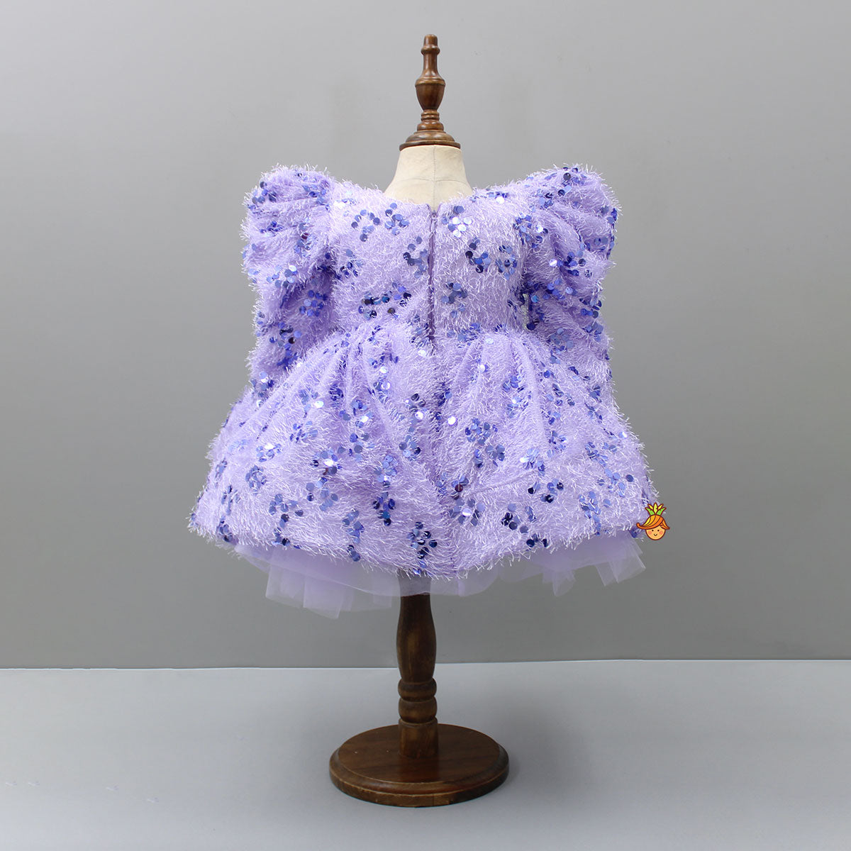 Stylish Sleeves Exquisite Lavender Fur Dress With Head Band