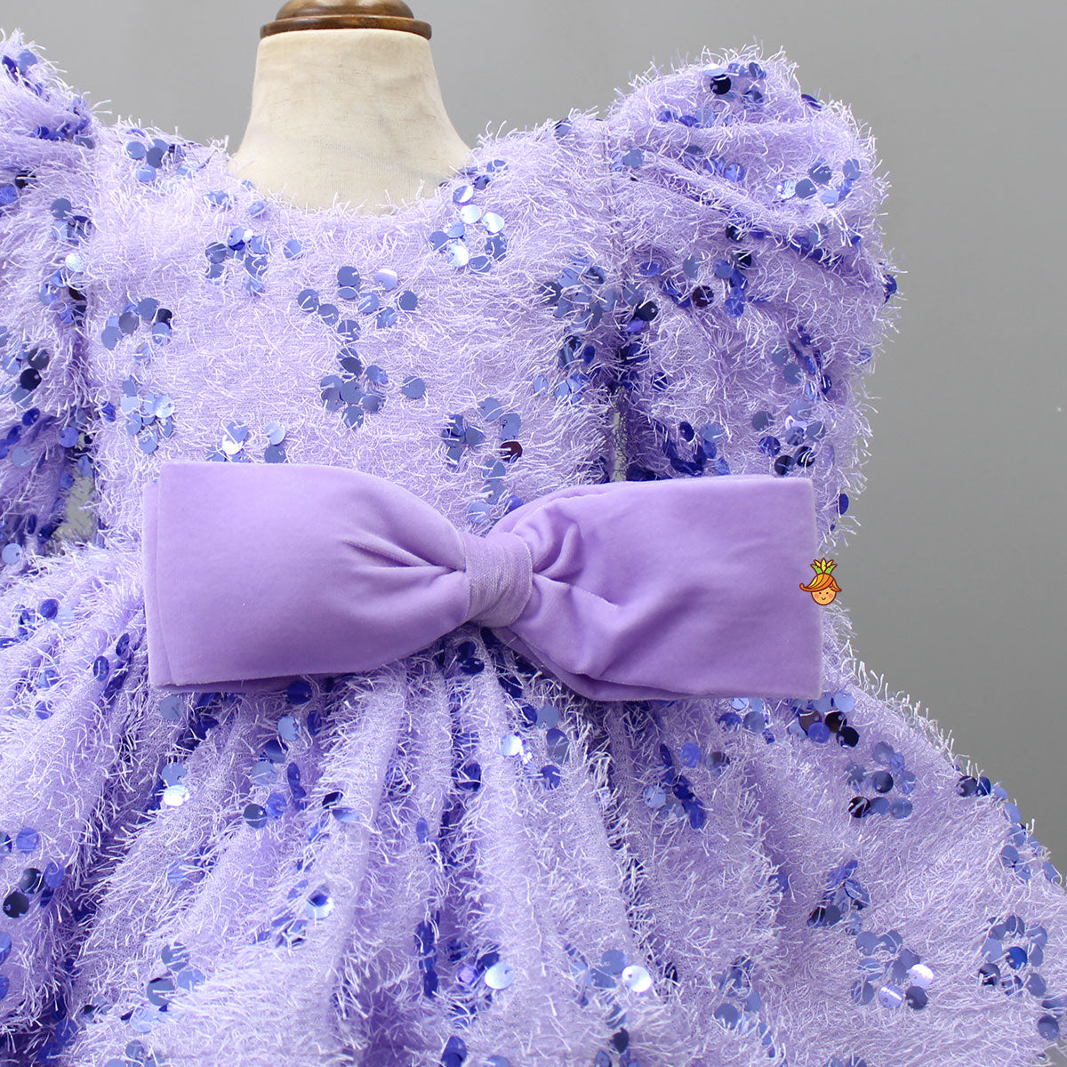 Stylish Sleeves Exquisite Lavender Fur Dress With Head Band