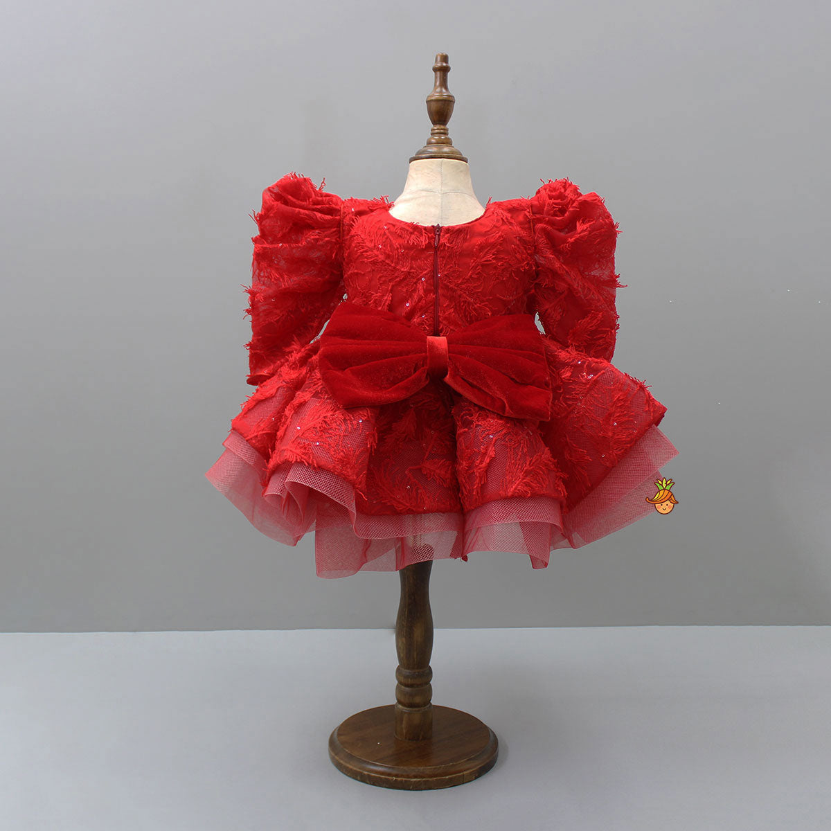 Stylish Sleeves Exquisite Red Dress With Head Band