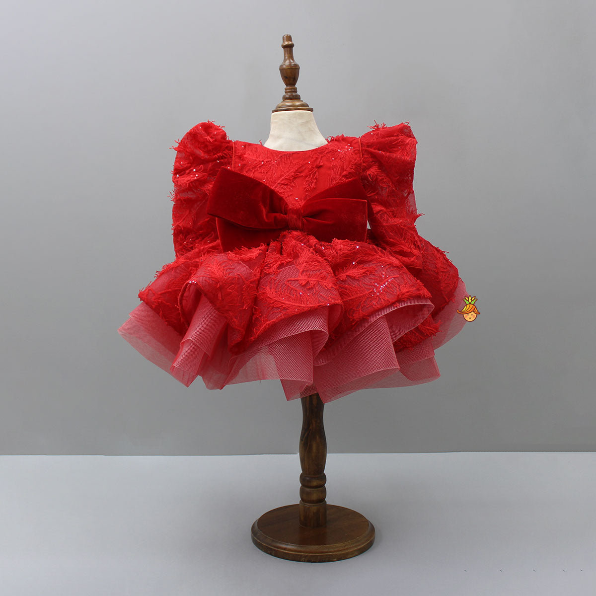 Stylish Sleeves Exquisite Red Dress With Head Band