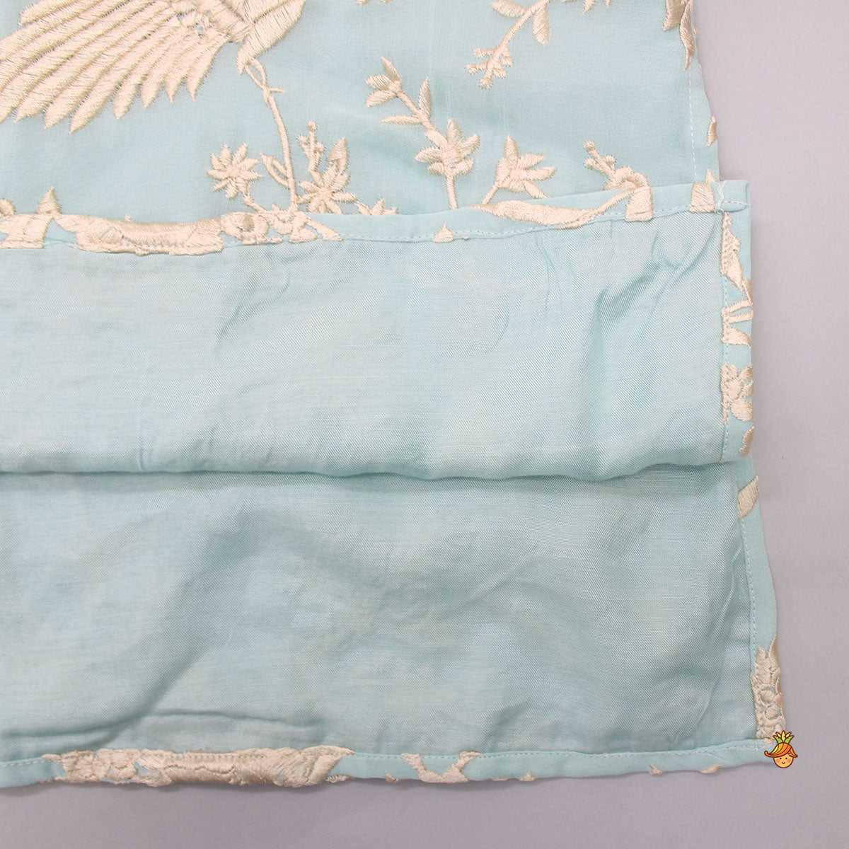 Thread Embroidered Blue Kurta And Pyjama