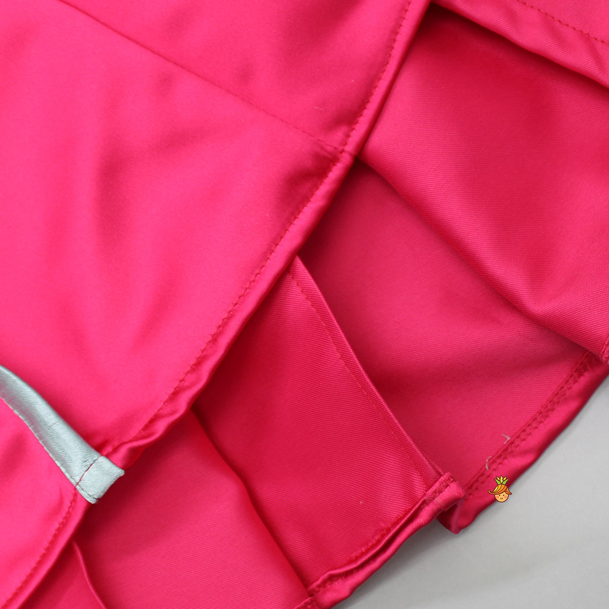 Charming Pink And Green Stylish Pleated Dress
