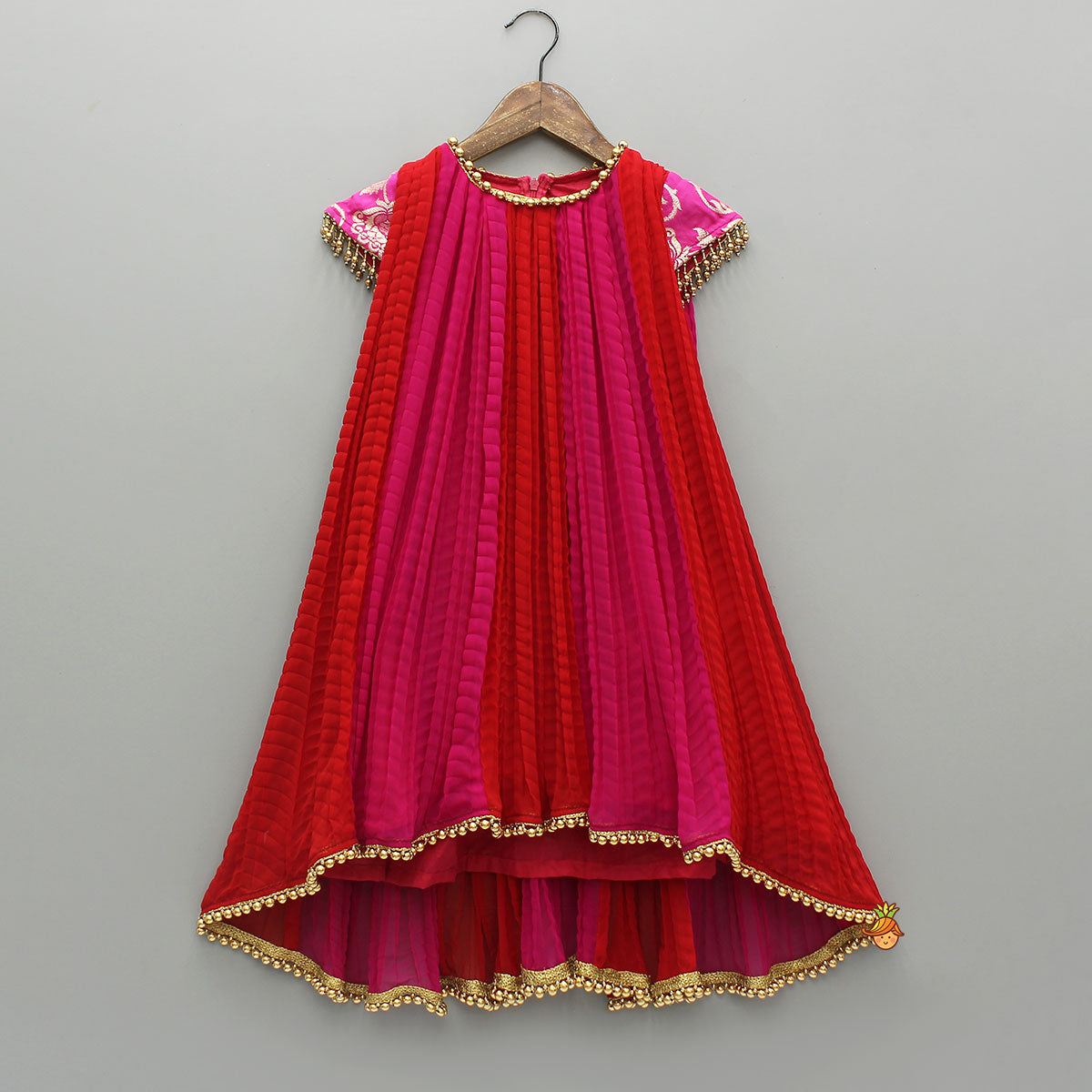 Dual Tone Embroidered Cap Sleeves Kurti