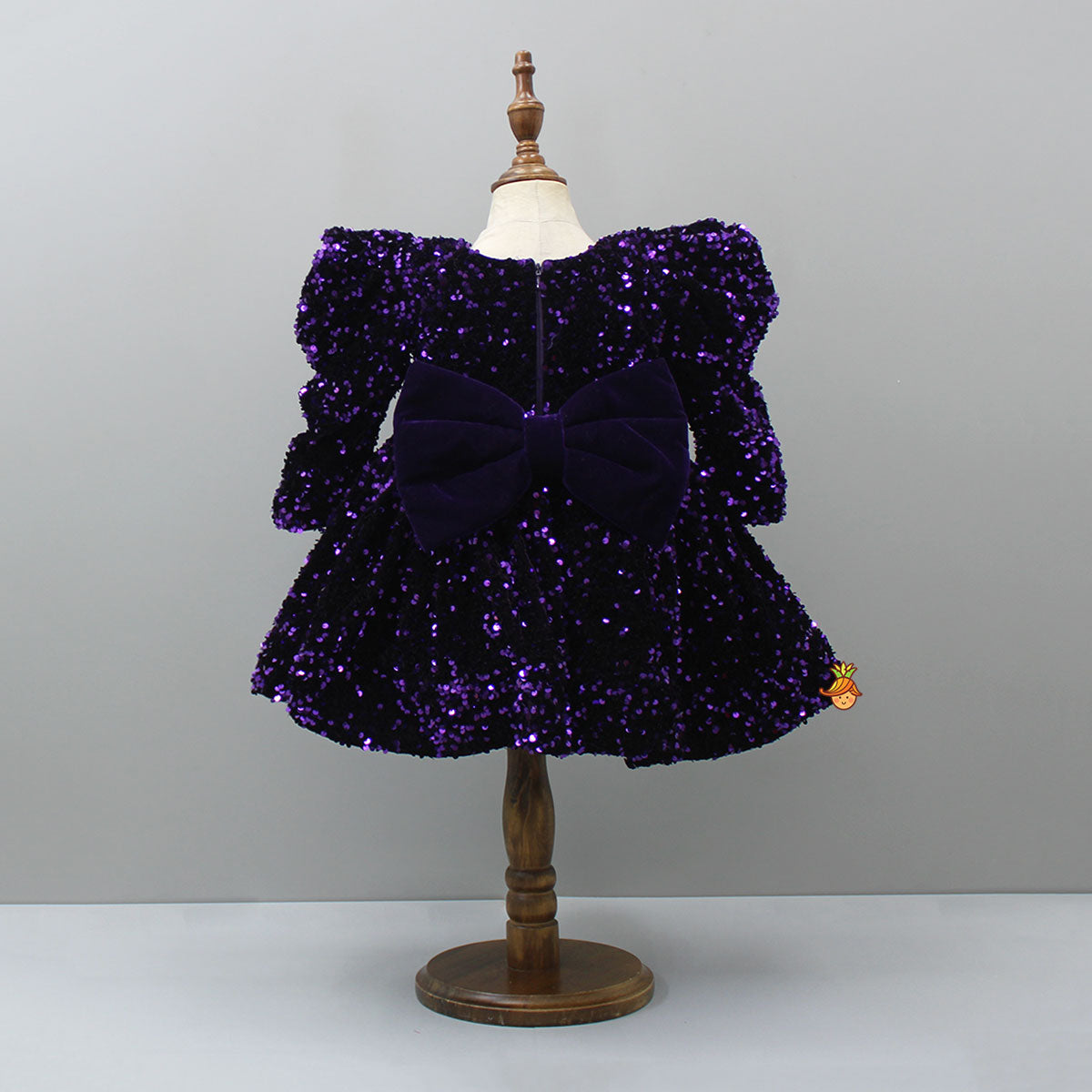 Stylish Sleeves Exquisite Purple Dress With Head Band