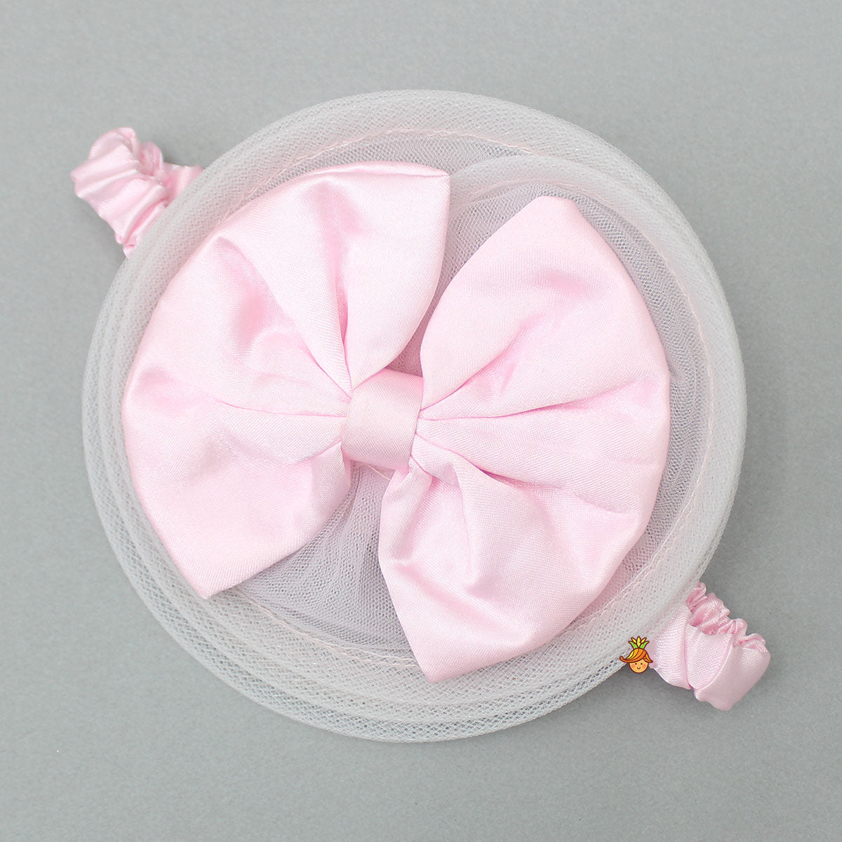 Pleated Yoke Cut-Out Back Pink Dress With Detachable Trail And Matching Headband