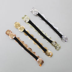 Zari And Sequins Embroidered Floral Head Band - Set Of 4