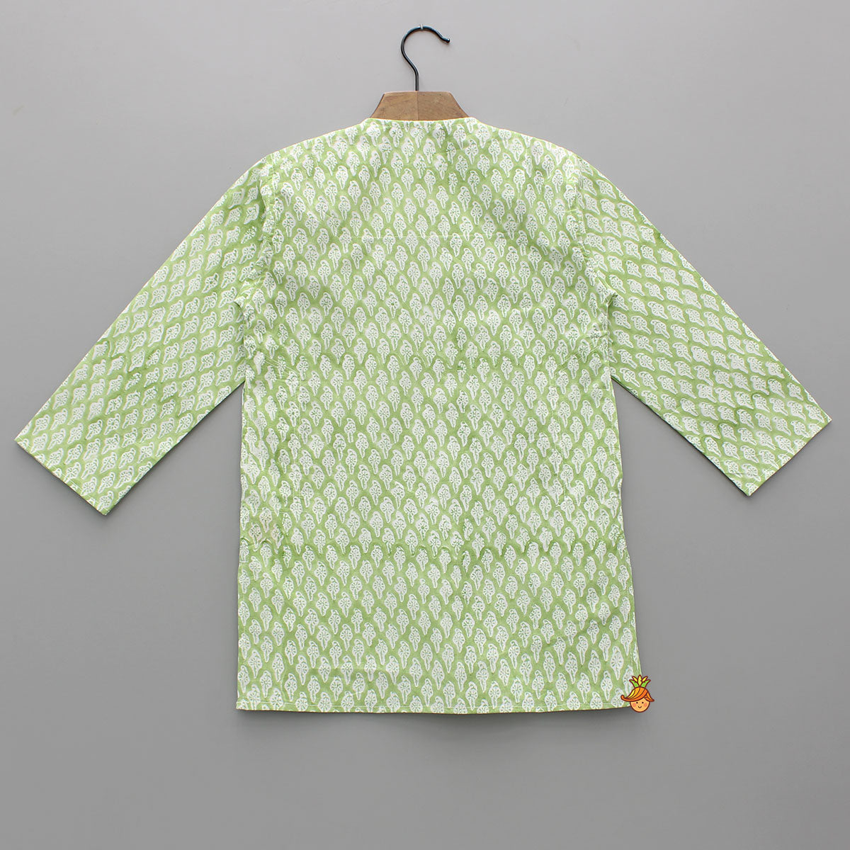 Green Floral Hand Block Printed Cotton Kurta