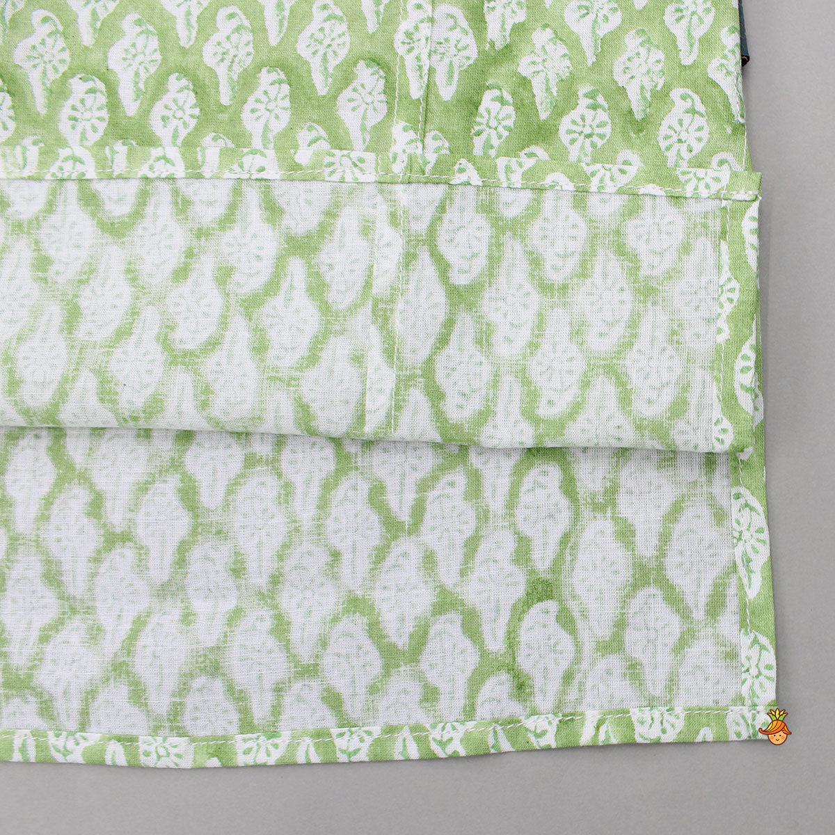 Green Floral Hand Block Printed Cotton Kurta