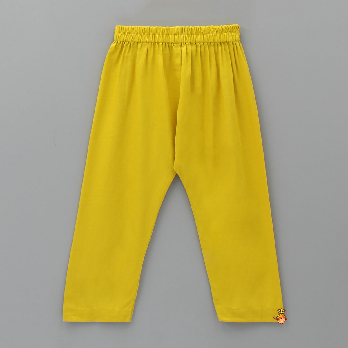 Patch Pocket Detail Embroidered Kurta And Mustard Pyjama