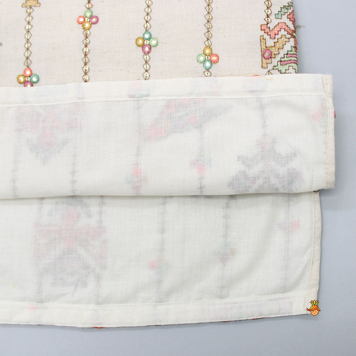 Patch Pocket Detail Embroidered Kurta And Mustard Pyjama
