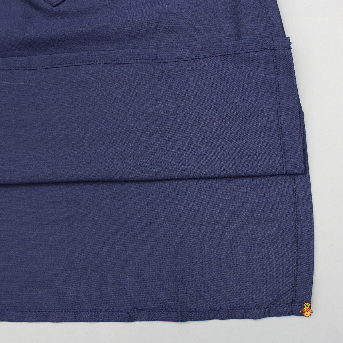 Blue Kurta With Diagonal Button Detail Jacket And Pyjama