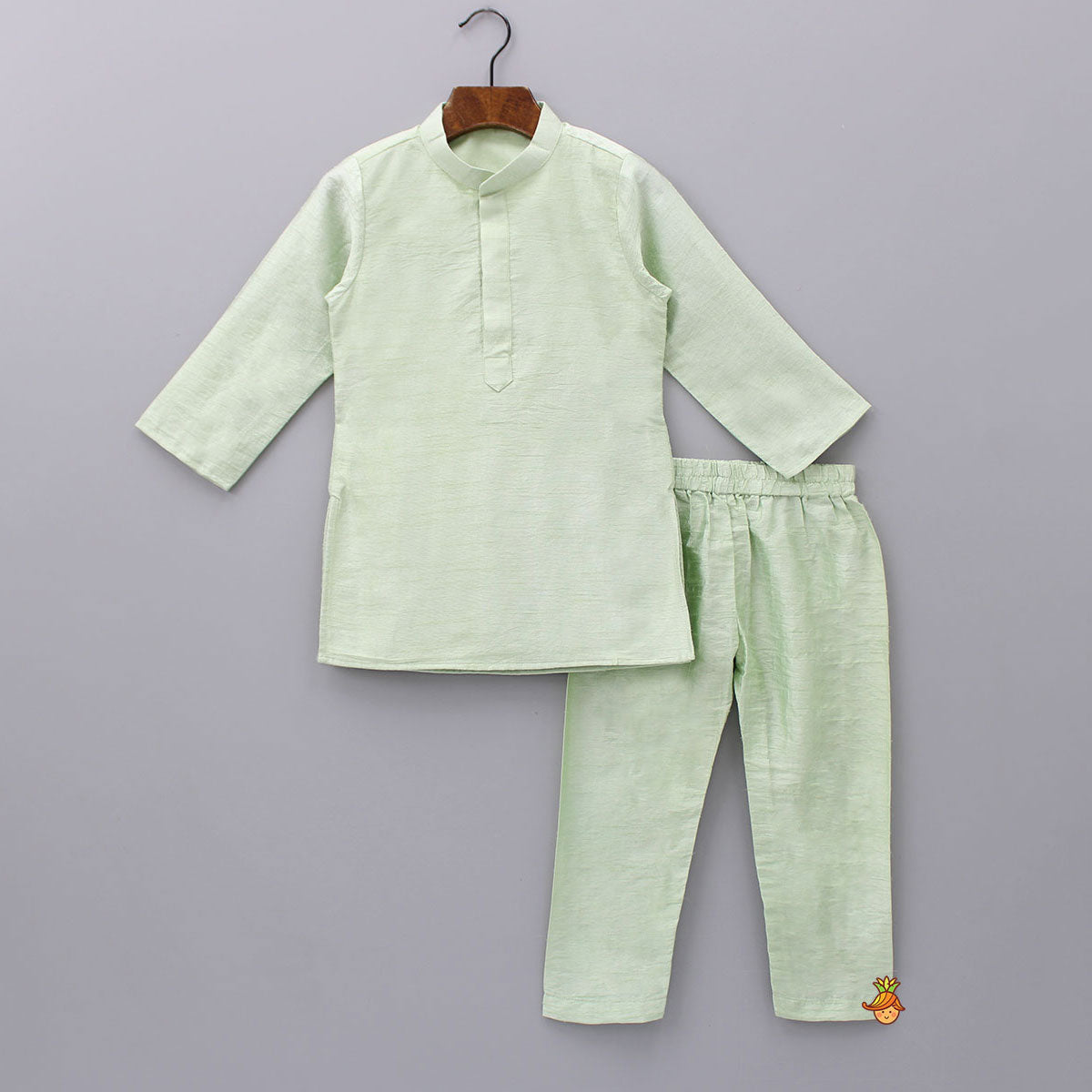 Floral Printed Thread Work Jacket With Green Kurta And Pyjama