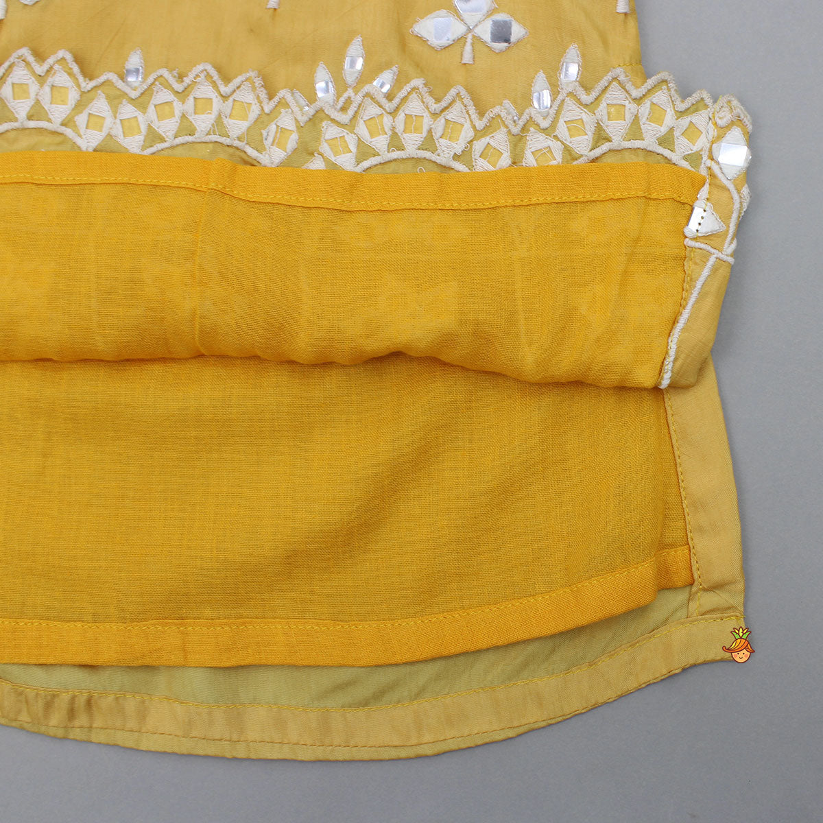 Beautiful Faux Mirror Work Kurti And Pleated Sharara