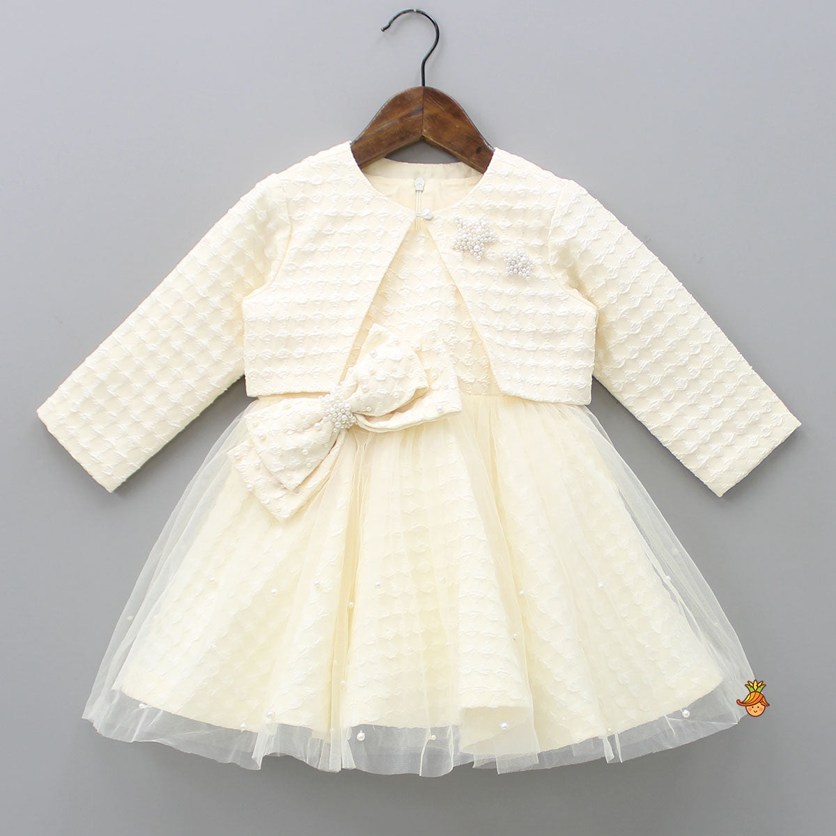 Beautiful Cream Bowie Dress With Jacket And Matching Head Band With Booties