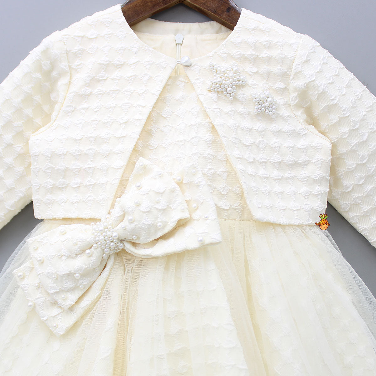 Beautiful Cream Bowie Dress With Jacket And Matching Head Band With Booties