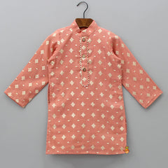 Pre Order: Chanderi Embroidered Kurta And Beige Pyjama