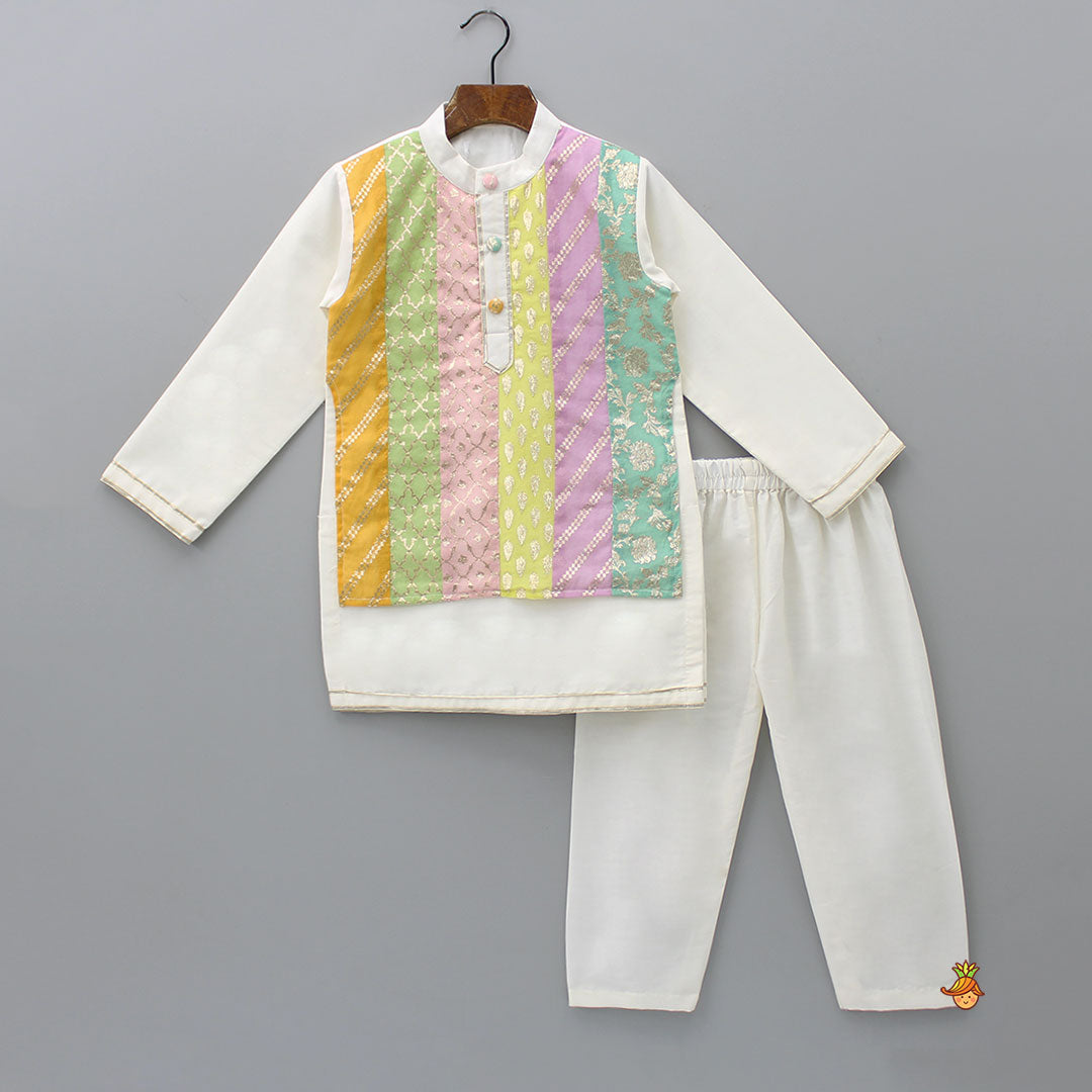 Pre Order: Multicolour Attached Flap Kurta And Pyjama