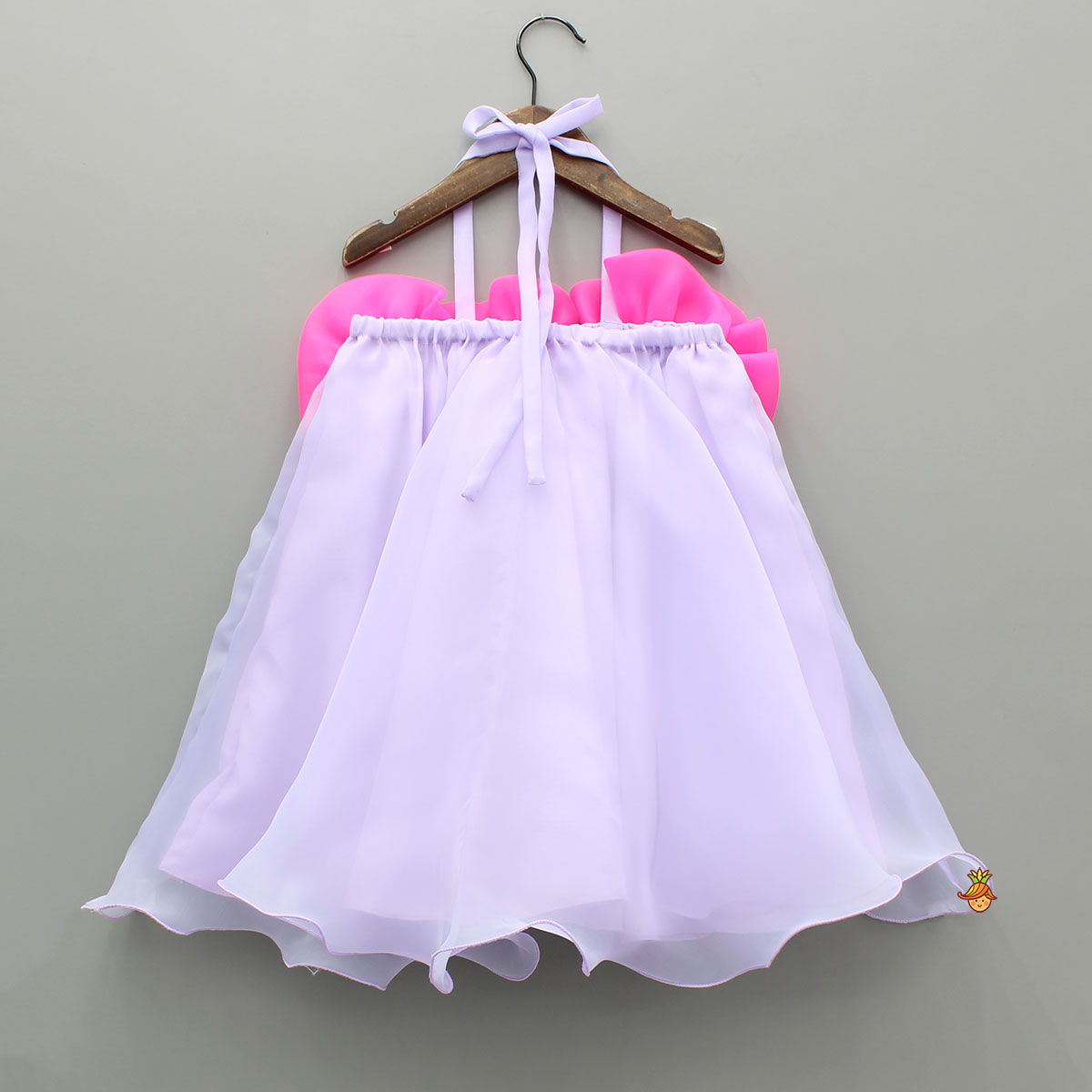 Fabric Flower Enhanced Flared Dual Tone Dress