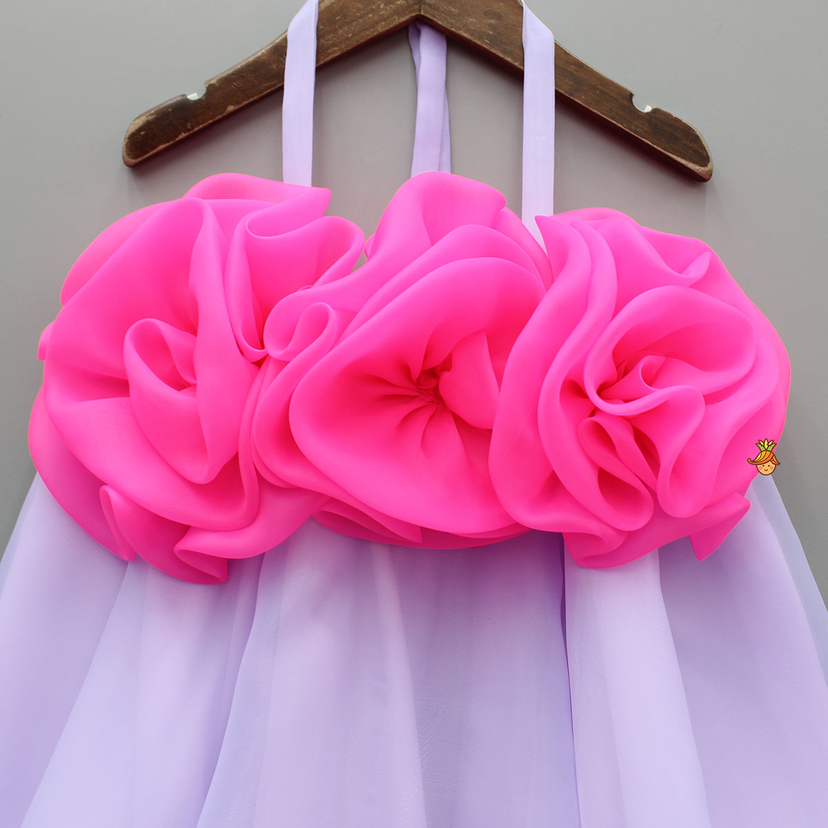 Fabric Flower Enhanced Flared Dual Tone Dress