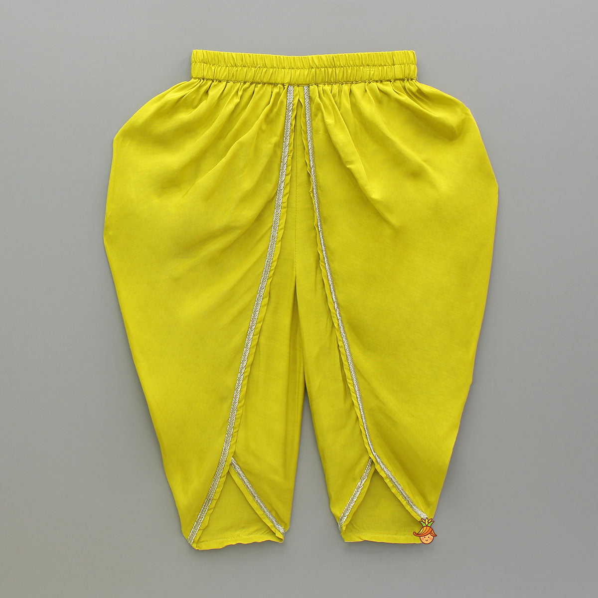 Notched Collar Green Top And Dhoti
