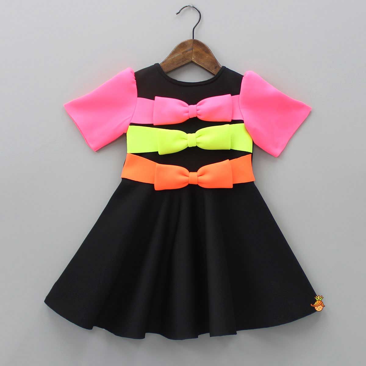 Multicolour Bow Scuba Dress With Matching Hairband
