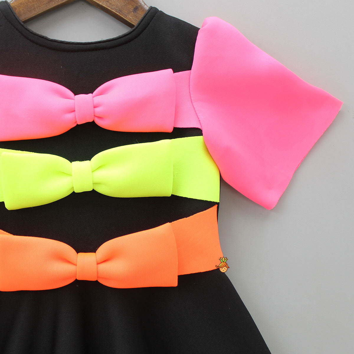 Multicolour Bow Scuba Dress With Matching Hairband