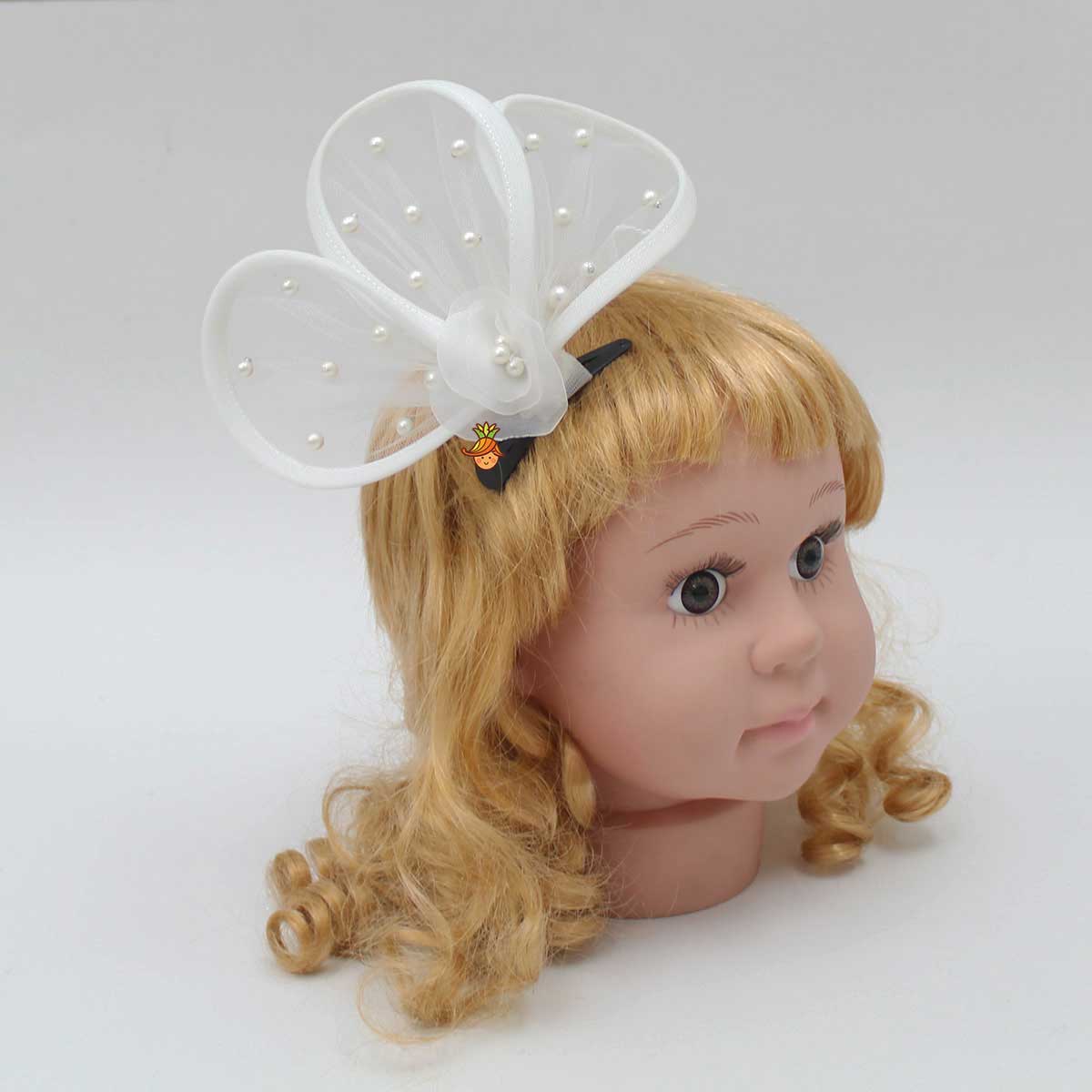 Twisted White Net Hair Clip