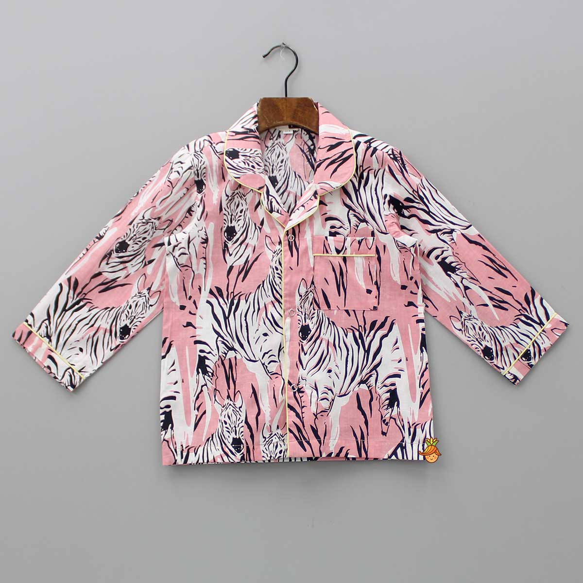 Animal-Printed Notched Collar Sleepwear