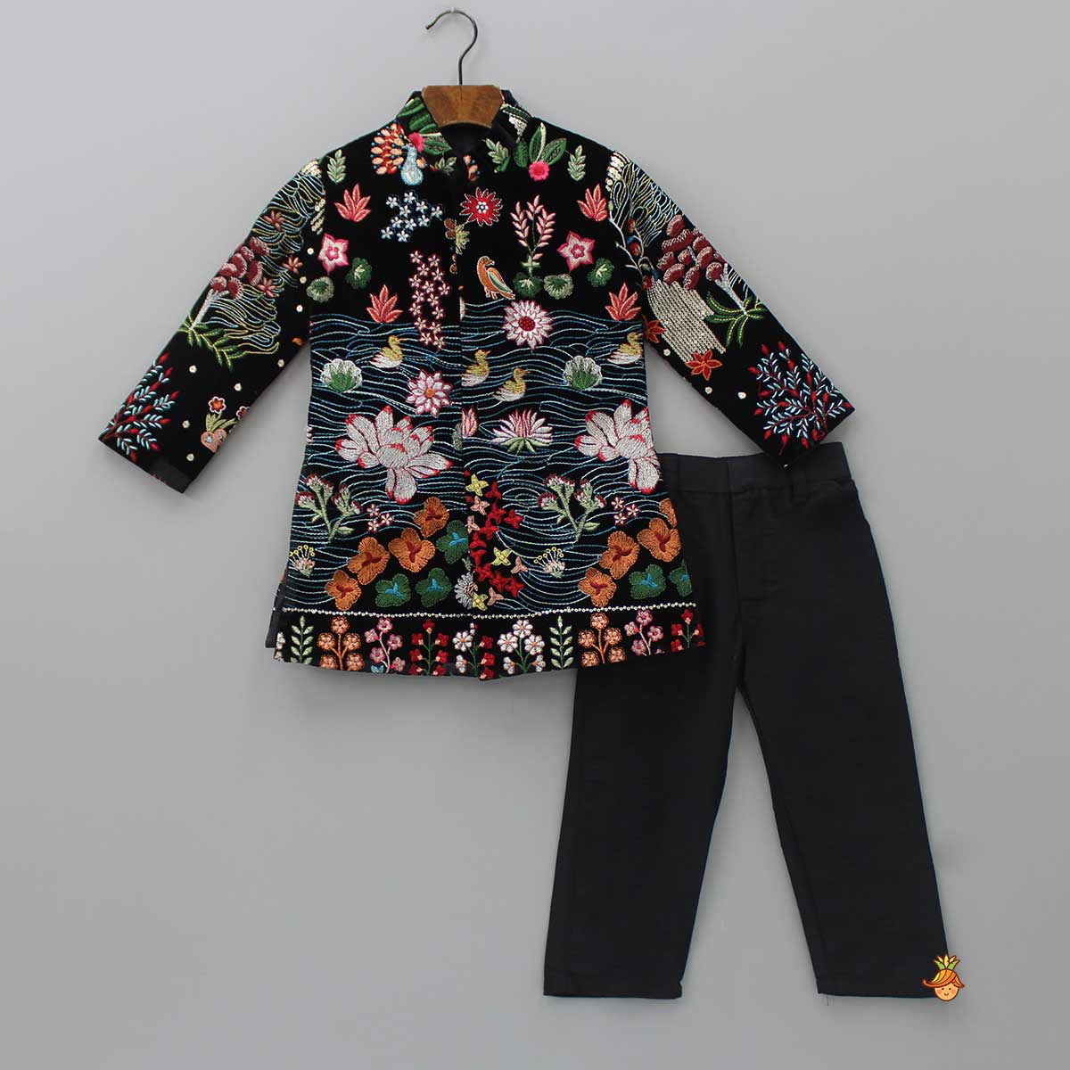 Fully Embroidered Velvet Sherwani With Narrow Fit Pant