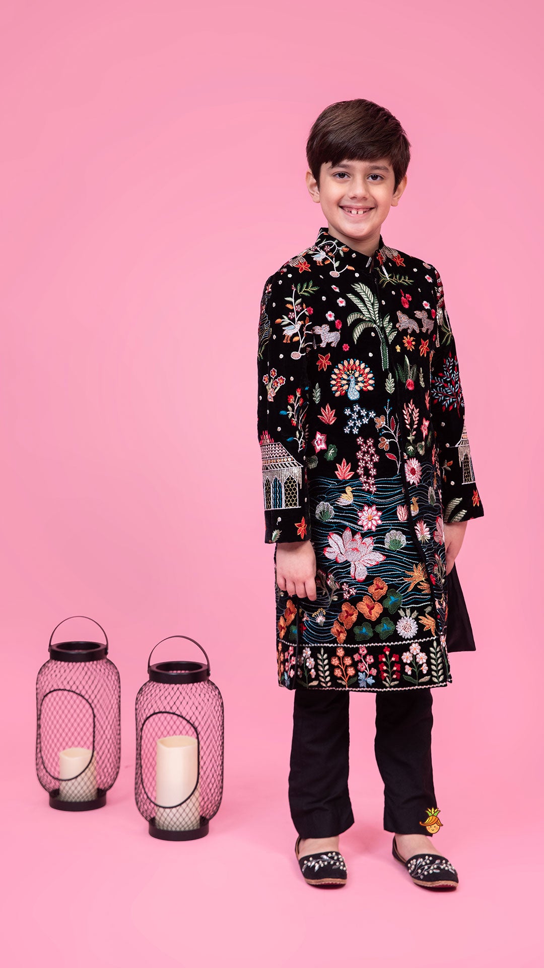 Fully Embroidered Velvet Sherwani With Narrow Fit Pant