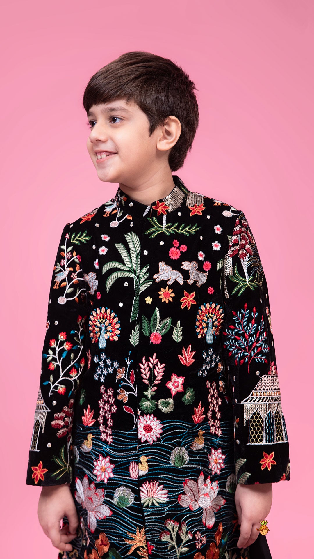 Fully Embroidered Velvet Sherwani With Narrow Fit Pant